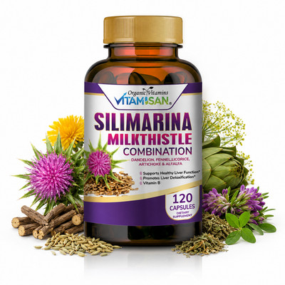 Organic Vitamins Milk Thistle Strenght 120 Caps Silymarin complex with B
