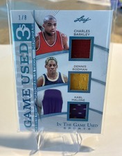 2025 Leaf Game Used Charles Barkley, Dennis Rodman, Karl Malone jersey SSP /8