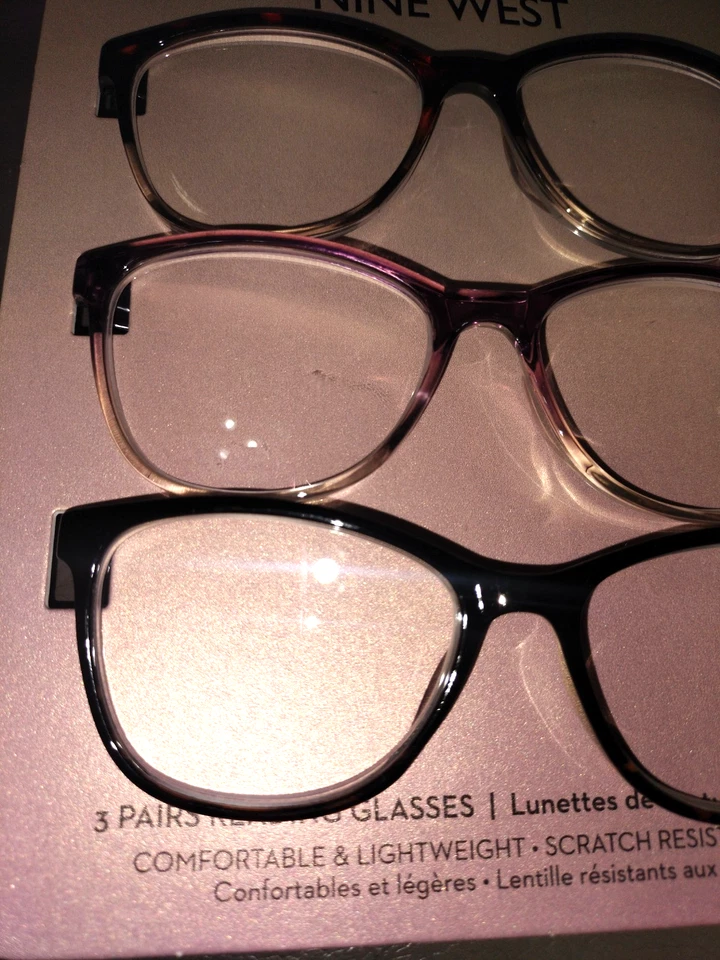 Новый Nine West 3 дизайнерские ридеры + 3,00 увеличение фиолетовый розовый черный и черепаховый - Изображение 3 из 4