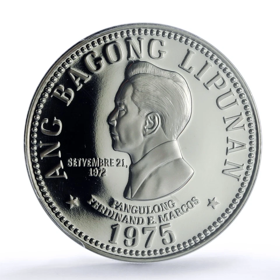 Filipinas 5 piso Marcos Nueva Sociedad KM-210.1 PR 70 PCGS moneda de níquel 1975 Foto 3 de 4