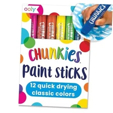 Ooly Chunkies 12 Mess Free Paint Sticks For Kids, Tempera Classic Extended