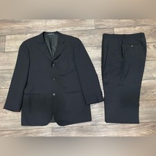 Ermenegildo Zegna soft black wool suit Sz 40C /Waist 16.5 in
