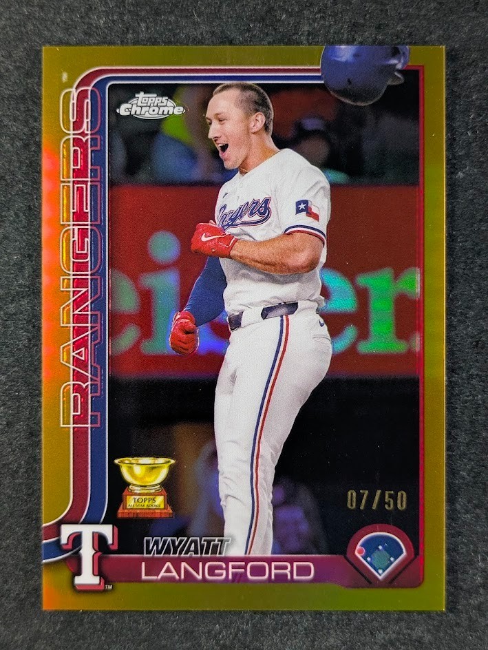 2025 Topps Chrome WYATT LANGFORD 7/50 Gold Refractor SP Texas Rangers #68