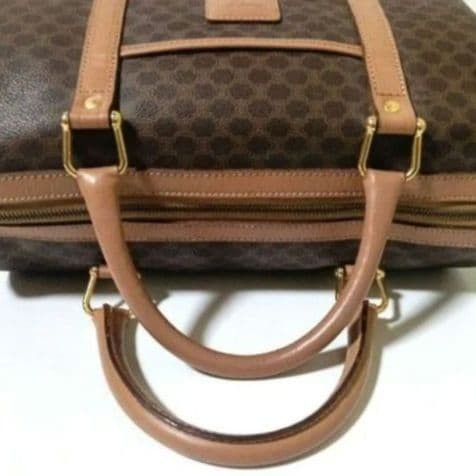 CELINE Macadam Pattern Mini Boston Bag Brown PVC Leather Authentic Vintage — image 12