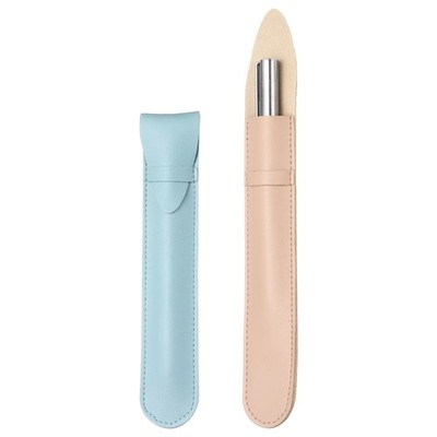 2Pcs PU Single Leather Pen Case Holder Light Blue/Pink