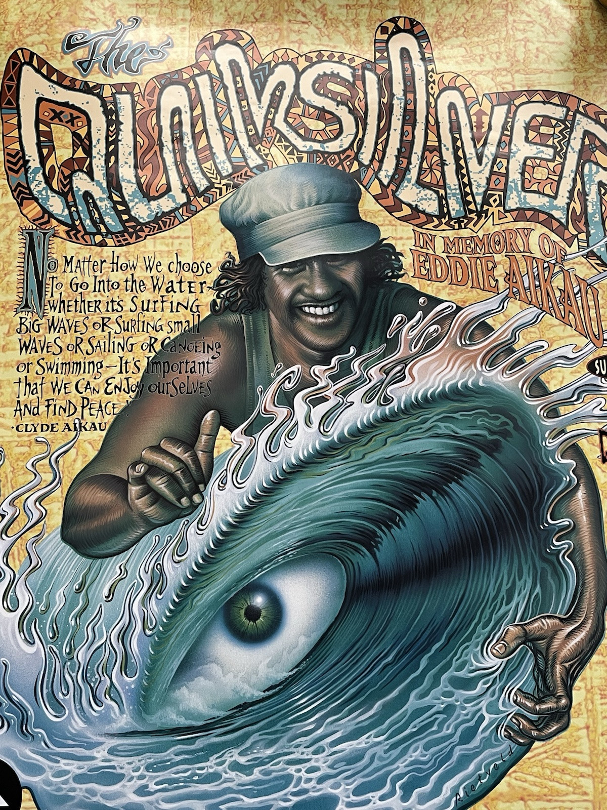 QUIKSILVER EDDIE AIKAU WOULD GO EARLY-MID 90’s WAIMEA BAY HAWAII MAKAHIKI POSTER