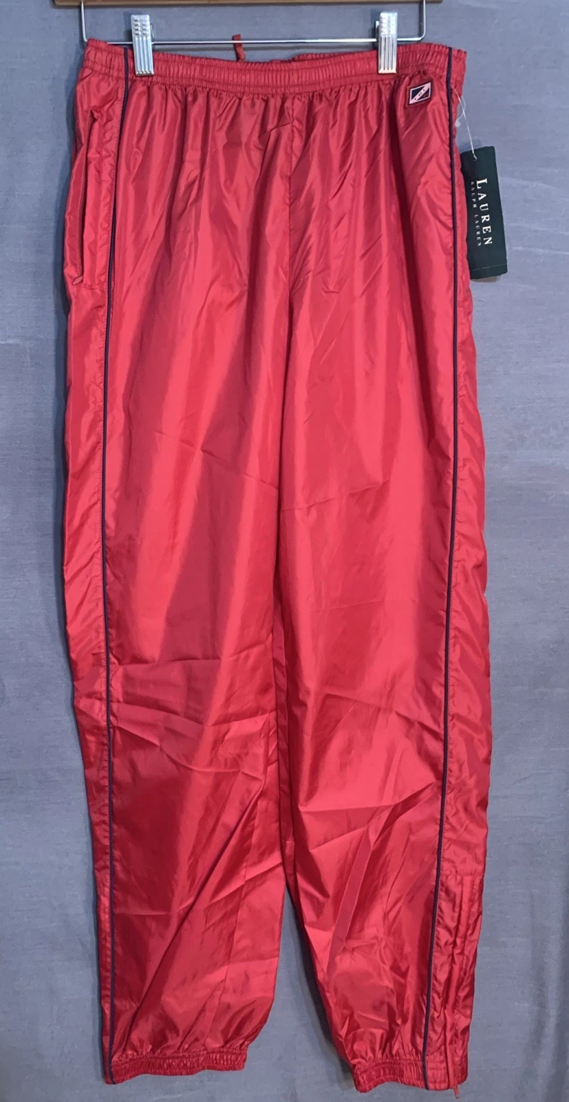 Polo Ralph Lauren Red Pants Size Medium Windbreaker Jogger 90s Vintage NWT