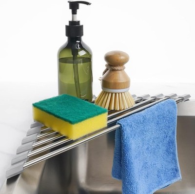 Triangle Roll-Up Dish Drying Ra for Sink Corner Small Foldable