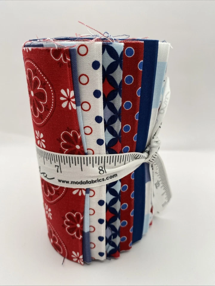 Moda Fabric 5" Strip Roll Red/White/Blue NEW - Image 3 of 4