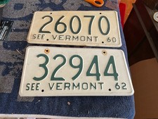 Vermont License Plate Lot Of 2 1960 1962 "See Vermont"