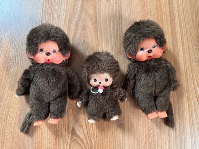 Monchichi Familie Sekiguchi Mama, Papa und Baby  Figur Original Top Zustand