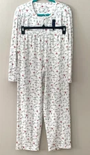 Charter Club Women's XXL Pajama Set Christmas White Red Cardinals 2pc top pants
