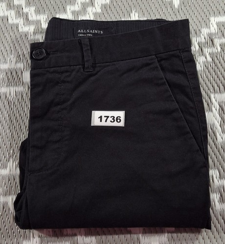 AllSaints Park Chino Trousers Mens W32 L30 Black Slim Tapered Stretch Softfeel - Picture 19 of 19