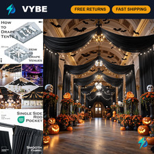 20ft x 40ft Black Ceiling Curtain - Perfect for Halloween Parties  Events Decor