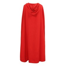 1-Casual Women Winter Cloak Hooded Sleeveless Button Closure Long Cape Costume