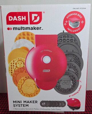 Dash MultiMaker  Mini System Holiday Waffle Maker with 7 Removable Plates-NEW