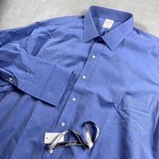 Brooks Brothers Mens 18-35 Traditional Fit Non-Iron Cotton Dress Shirt Blue