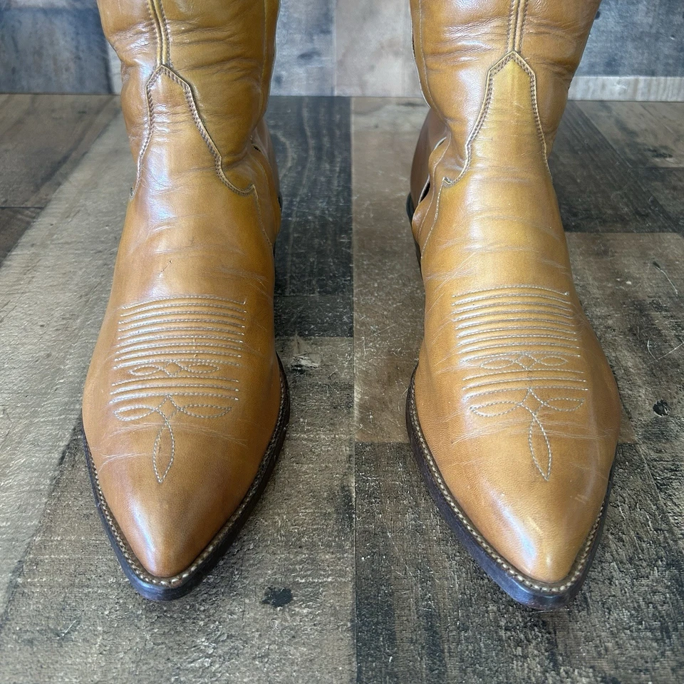 Tony Lama Vintage Etiqueta Dorada Tobillo Cremallera Lateral Western Botas de Vaquero Para Hombres 9 EE Foto 4 de 4