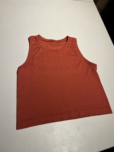 Lululemon Top Women's 4 Breeze By Muscle Tank Vent Cayenne Crop Logo Shirt Yoga