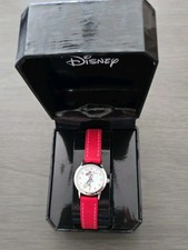 Disney Minnie Mouse Watch Red Strap Silver Tone Case MN1023 with Original Box
