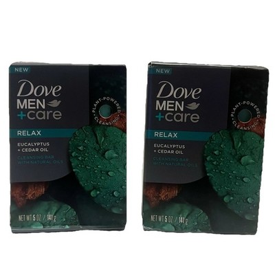 DOVE MEN + CARE Bar Soap Relax Eucalyptus & Cedar Oil 5 oz Each Cleansing 2 Pk