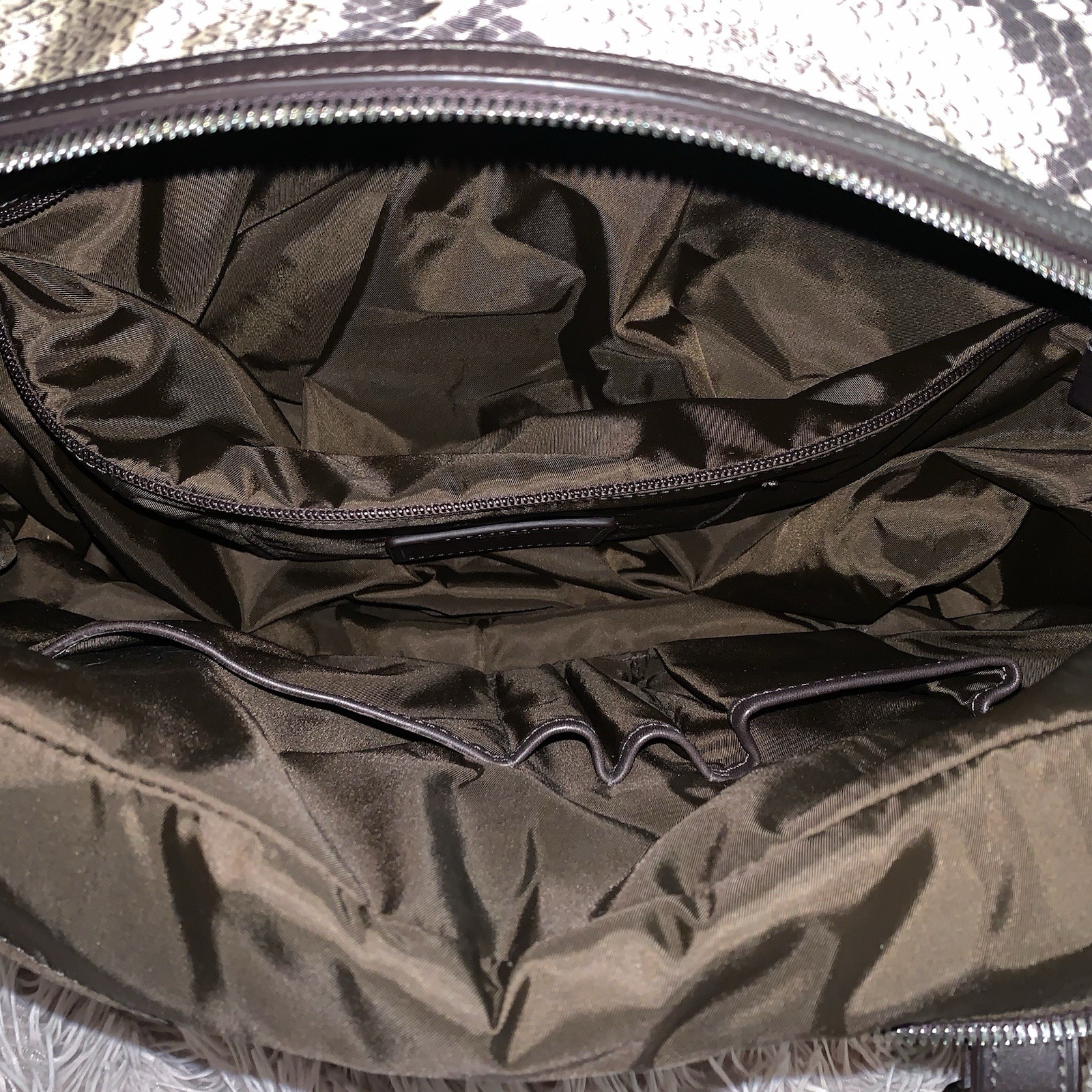 TUMI Nylon Tote Bag Python Print Leather Straps 1… - image 8