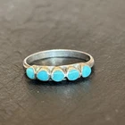 Zuni Vintage Sterling Silver Snakeye Turquoise Flush Ring Size 6.5