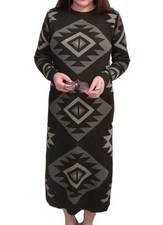 Size 14 Geometric Pattern Knitted Sweater Dress Color Black