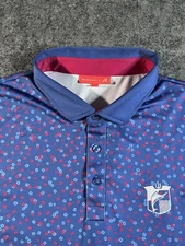 Redvanly Polo Shirt Mens XL Navy Red Flower AOP Performance Stretch Golf