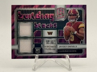 2024 Spectra - Building Blocks Jayden Daniels  Neon Pink Prizm /15 Laundry Tags!
