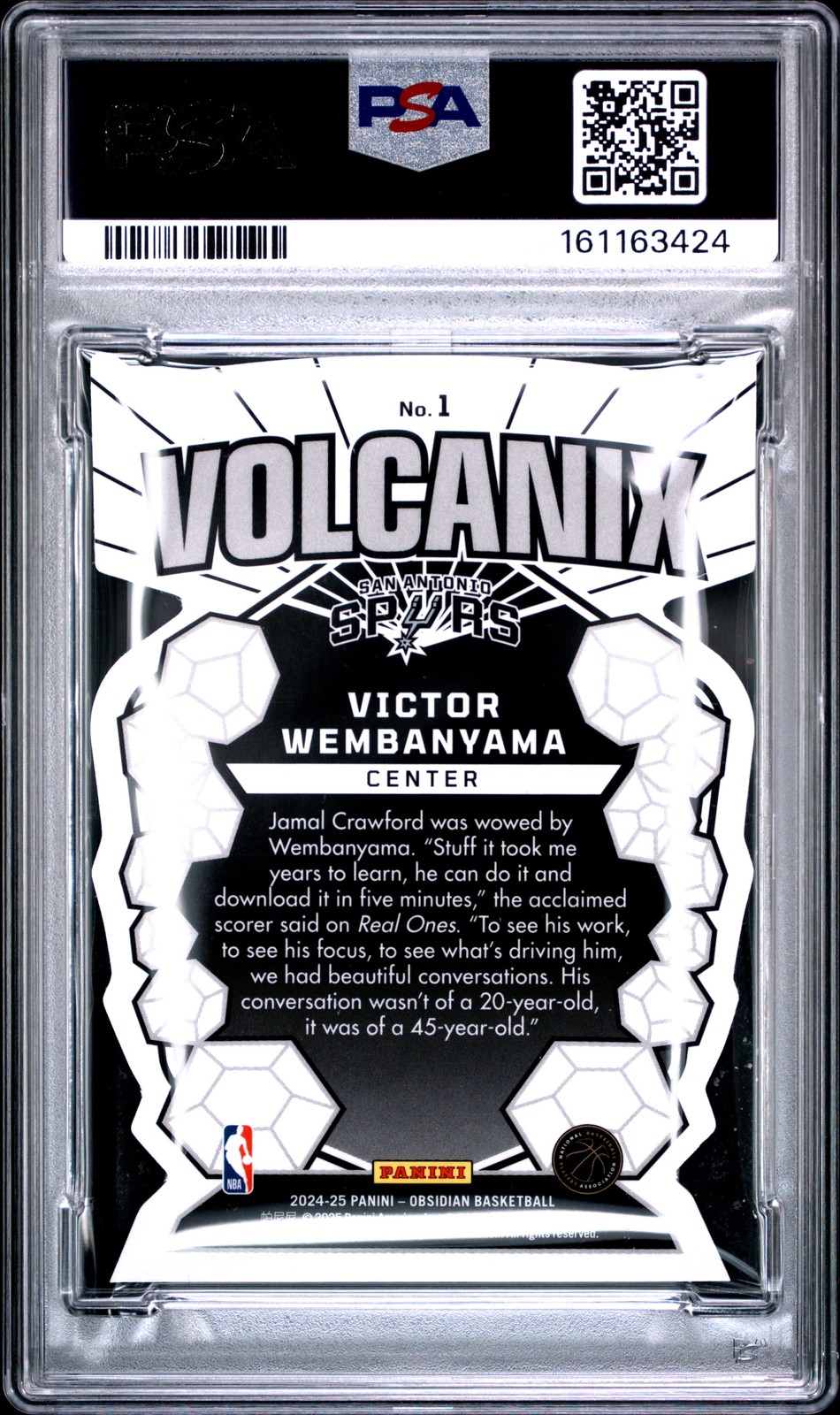 2024-25 PANINI OBSIDIAN VOLCANIX #1 VICTOR WEMBANYAMA PSA 8 view 2