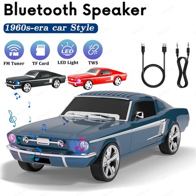 Retro Car Style Rechargeable Bluetooth Speaker FM Radio AUX USB TF TWS LED Light