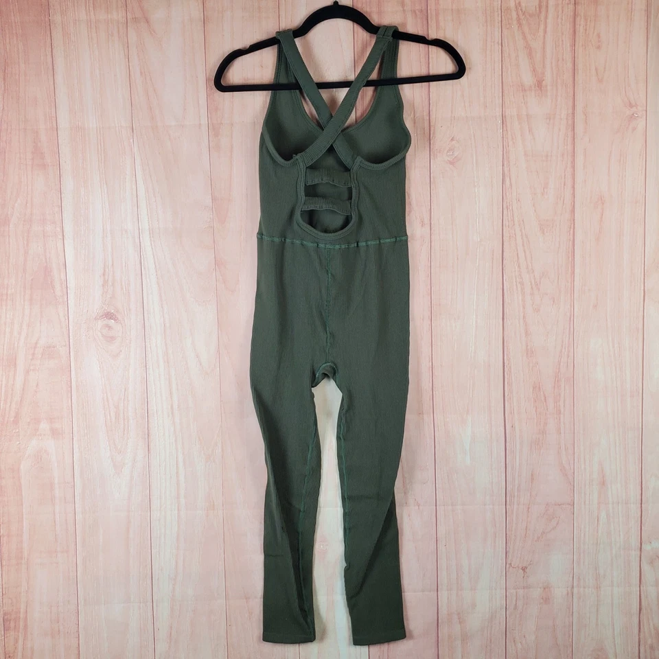 Mono Free People Movement para mujer medio verde elástico cuello redondo espalda cruzada Foto 2 de 4