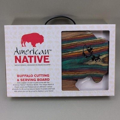 American Native Buffalo Cutting & Serving Board Medium Rainbow Wood Multicolor
