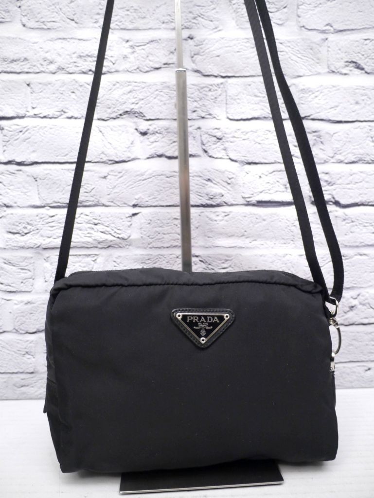 PRADA Tessuto Nylon Saffiano Leather Crossbody Camera Bag Black 7.9 x 4.7 x 3.1" thumbnail 22