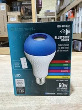 Ecosmart LED Light Bulb Speaker w/Bluetooth 60W Color Changing and Remote NEW
