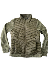 Lands End Long Sleeve Quilted Down Feathers Zip Jacket Medium 10-12 Olive Green