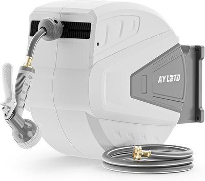 Ayleid Retractable Garden Hose Reel,5/8 in X 100 FT Wall Mounted Hose Reel, with