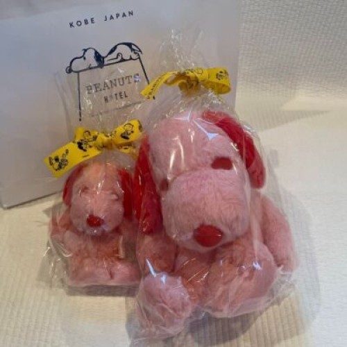 Snoopy Plush Doll Pink S & M Size Set PEANUTS HOTEL ROOM64 Official New - Picture 19 of 24
