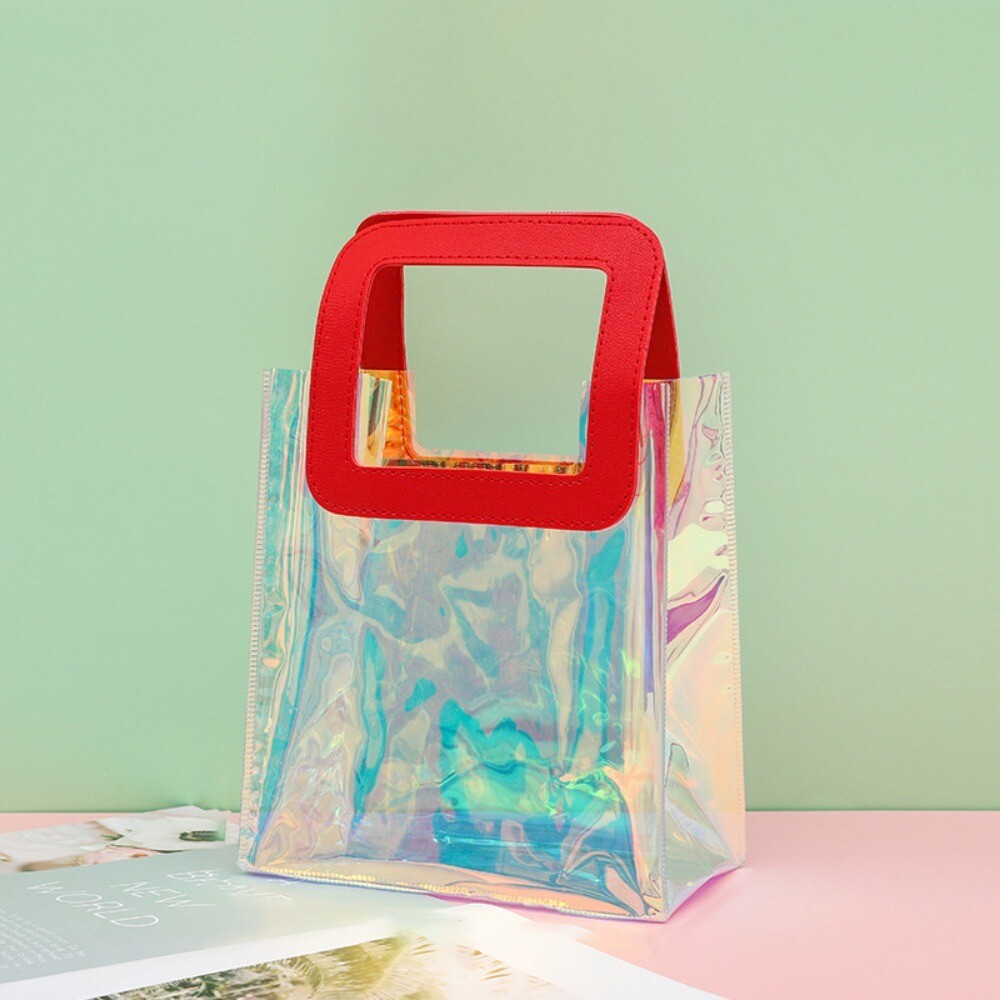 PVC Clear Tote Bag Square Shape Handle Hand Gift Bag eBay