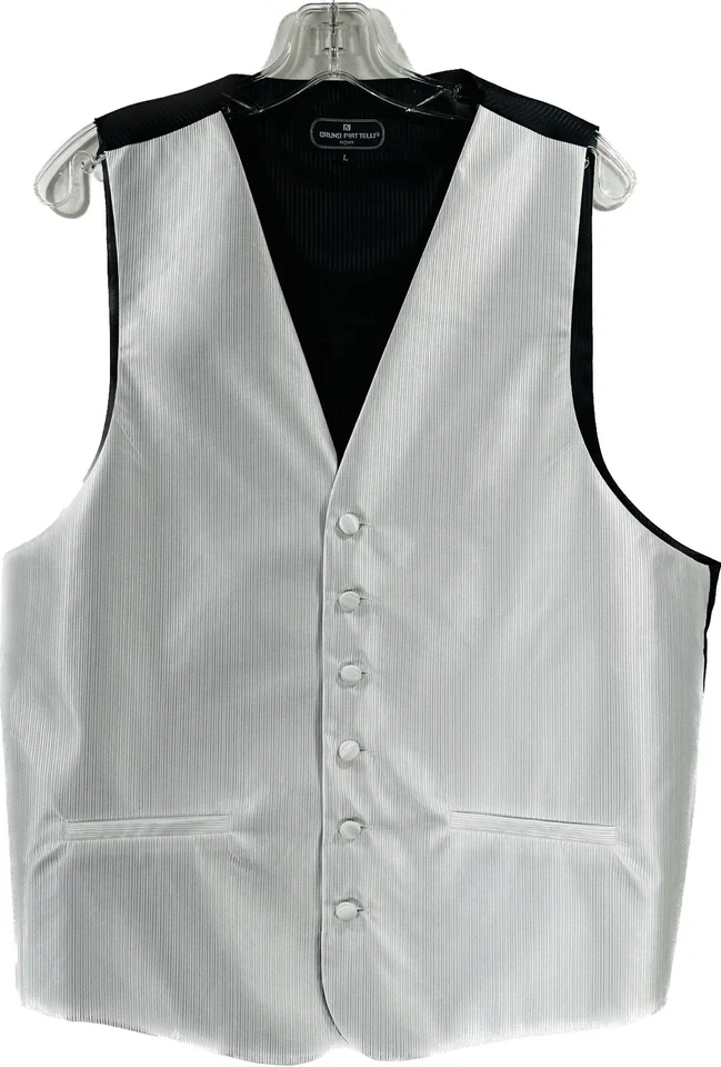 Bruno Piattelli Roma Men's White Vest Set 4 Piece Tie Bow Tie Hanky Size Large - Image 2 of 4