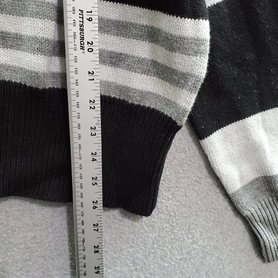 Lucky Brand Women Sweater Medium Gray Striped Boat Neck Pullover Long Sleeve - Image 4 of 4