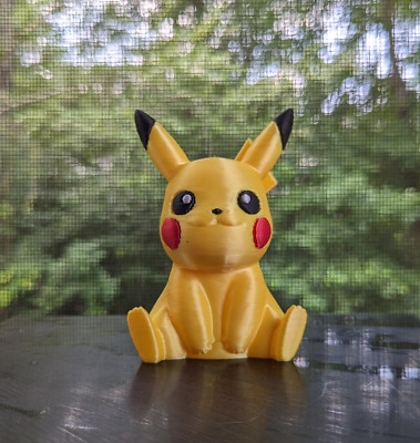Pikachu 3d Print COLORED 3 Inches Tall - Pokemon Inspired- Metallic Shine