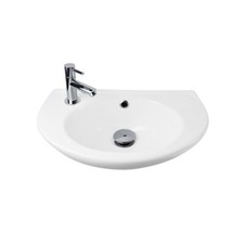 Waschbecken Waschtisch Handwaschbecken Weiß Keramik Armaturloch Links 29x45cm