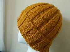 Hand knitted warm and cozy wool blend hat beanie/hat, sienna