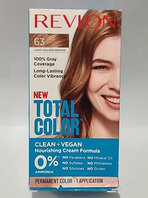 REVLON Permanent Total Color # 63   LIGHT GOLDEN BROWN   Vegan Gray Coverage
