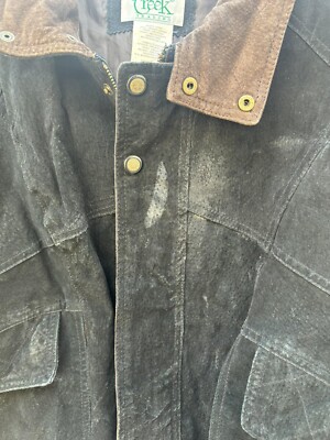 Ash Creek Trading Men's Large Leather Suede Black Brown Jacket