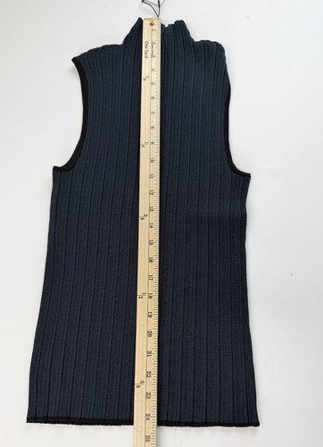 Theory Rib Neck Shell Silk Combo Black Navy Sz Small M076708R Funnel Neck $295 - Picture 7 of 12