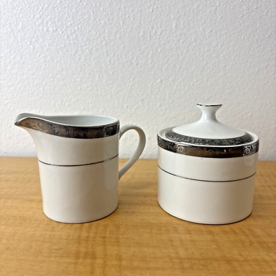 Sango Empress Platinum Coffee / Creamer and Sugar Bowl with Lid 8454
