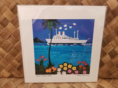 Hawaii Hawaiian '' Sunset Dinner Cruise '' Rosalie Prussing Cat Boat Art Print